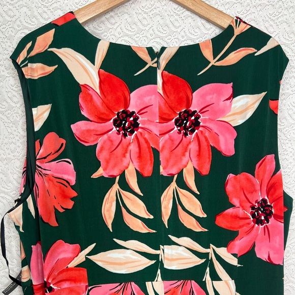 Maggy London Woman Plus Size 20W Green Pink Floral Sleeveless Maxi Dress - Picture 7 of 12